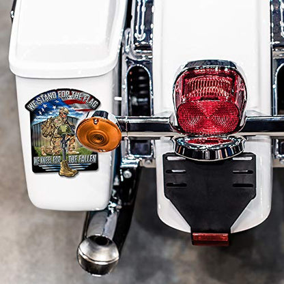Skull Society - We Stand for The Flag We Kneel for The Fallen 7 inch Patriotic All Weather Decal Sticker for Cars, Trucks, Motorcycles & Laptops - Sticks to All Flat Surfaces Including Car Windows