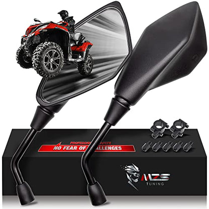 MZS ATV Mirrors | Universal Rear View 7/8 Handlebar Mount Side Compatible with Motorcycle Dirt Bike Quad Street Bike Adventure Snowmobile Jet ski Scooter Coolster Moped GY6 ATV's