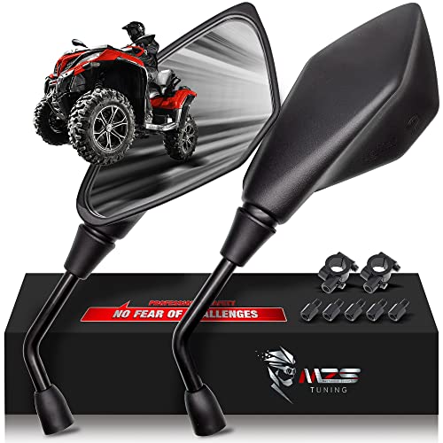 MZS ATV Mirrors | Universal Rear View 7/8 Handlebar Mount Side Compatible with Motorcycle Dirt Bike Quad Street Bike Adventure Snowmobile Jet ski Scooter Coolster Moped GY6 ATV's