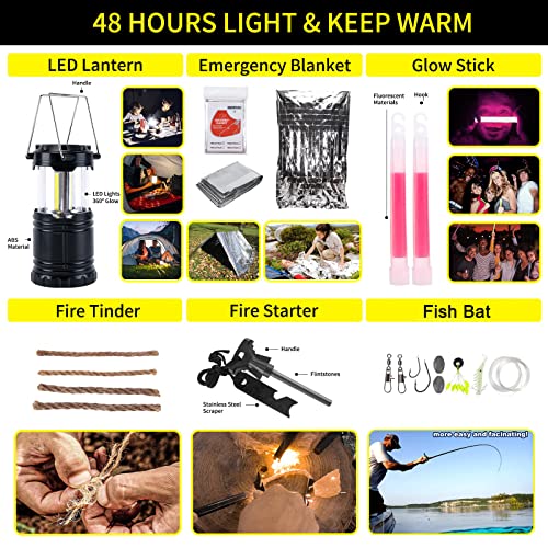 Survival Kit and First Aid kit, 160 Pcs Emergency Supplies Camping Accessories with Upgraded Molle Bag, Including Hatchet Shovel Pliers Lantern, Gifts for Men Outdoor Adventure Camping Hiking Hunting