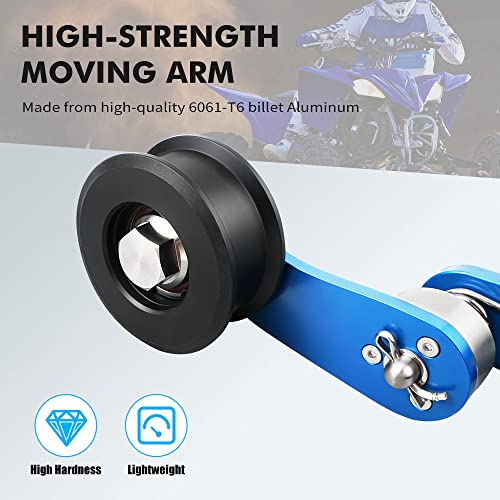 NICECNC Blue Brake Lever Pedal Extender and Chain Roller Tensioner with Spring Compatible with Yamaha YFZ450R 2009-2023