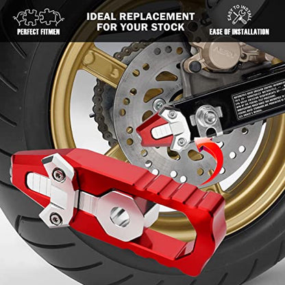 Canitu Chain Axle Adjuster Kit for Honda Grom's 2014-2021, CNC Billet Aluminum Motorcycle Chain Adjusting Tool Rear Axle Swingarm Spool Chain Adjuster Tensioner Mods (Red)