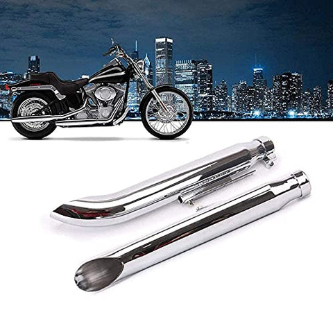 PACEWALKER Chrome 1 Pair Motorcycles Slash Cut Exhaust Muffler Pipe for 1-3/8", 1-1/2", 1-5/8" and 1-3/4" Chopper Cafe Racer Loud For Suzuki 650(silver)