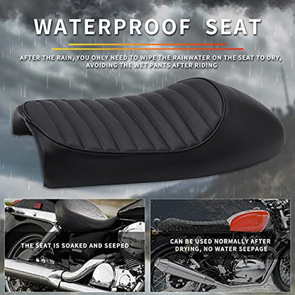Black Vintage Cafe Racer Hump Seat Retro Saddle For CB 350 CB400 CB500 CB550 CB750