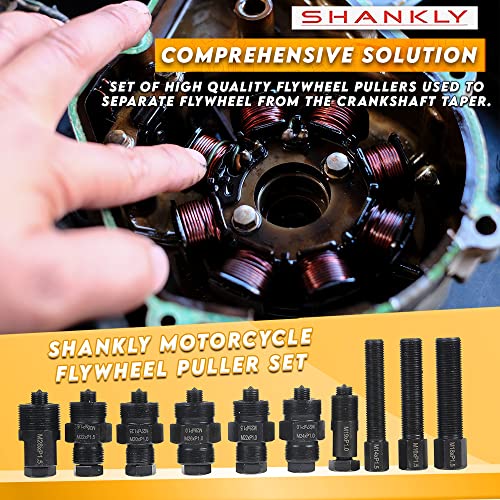 Motorcycle Flywheel Puller Set | 10pcs Universal Motorcycle ATV Moped Flywheel Puller Set | Motorcycle Repair Tool for Motorcycle Bikes, Honda, Suzuki, Bosch, Kawasaki, Ducati, Yamaha Flywheel