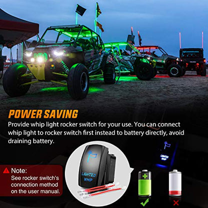 Nilight 2PCS 3FT Spiral RGB Led Whip Light with Spring Base Chasing Light RF Remote Control Lighted Antenna Whips for Can-Am ATV UTV RZR Polaris Dune Buggy Offroad Truck
