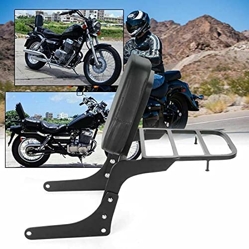 Promise Faster Compatible Motorcycle Sissy Bar Backrest + Luggage Rack Pad Compatible For Honda CA250 Rebel 250 CMX250 Heavt-Duty Black