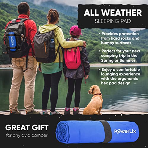 POWERLIX Sleeping Pad - Ultralight Inflatable Sleeping Mat, Ultimate for Camping, Backpacking, Hiking - Airpad, Inflating Bag, Carry Bag, Repair Kit - Compact & Lightweight Air Mattress (Blue)