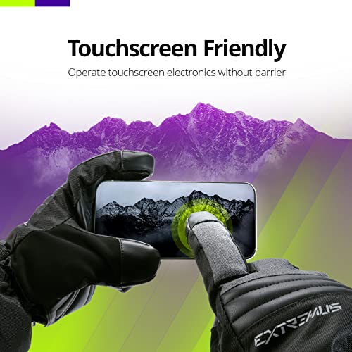 Extremus Buckwell Heated Gloves, Rechargeable Electric Warm Touch Screen fingertips Waterproof Winter Gloves for Men & Women, Heated Ice Fishing, Skiing, Snowboarding, Snowmobile Gloves
