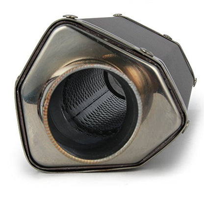 Universal 1.5-2" Inlet Hexagon Exhaust Muffler Pipe Slip On Scooter Motorcycle ATV Dirt Street Bike