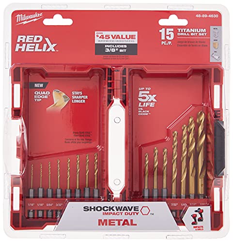 Milwaukee 48-89-4630 Kit TiN Shockwave (15-Piece Titanium)