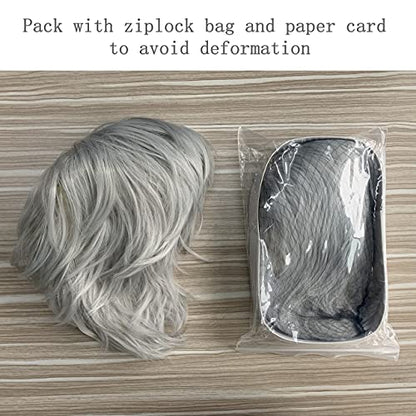 DKE and YMQ Mens Wigs, Fluffy and Realistic Short Hair Old Man Wig, Men’S Natural Daily Use Hair Suitable for Middle-Aged and Elderly People,Gray