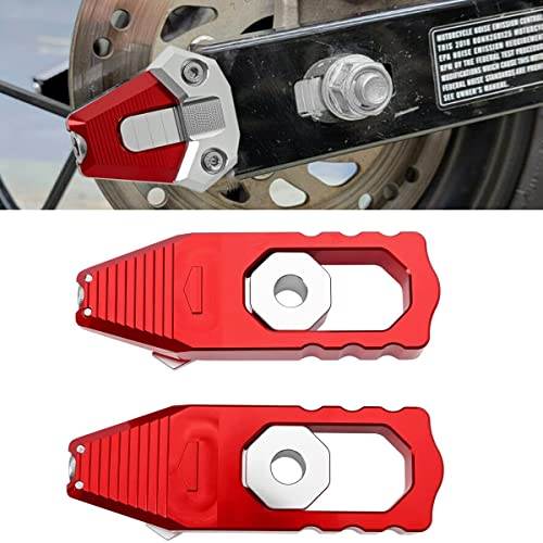 Canitu Chain Axle Adjuster Kit for Honda Grom's 2014-2021, CNC Billet Aluminum Motorcycle Chain Adjusting Tool Rear Axle Swingarm Spool Chain Adjuster Tensioner Mods (Red)