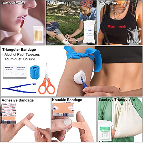 Survival First Aid Kit 142 in 1, Professional Survival Gear and Equipment with Molle Pouch, Gift for Men Dad Him Camping Hunting Fishing Outdoor Adventure (Black)