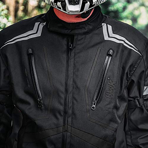 Motorcycle Jacket For Men Textile Motorbike Dualsport Enduro Motocross Racing Biker Riding CE Armored Waterproof All-Weather (Black, Large)