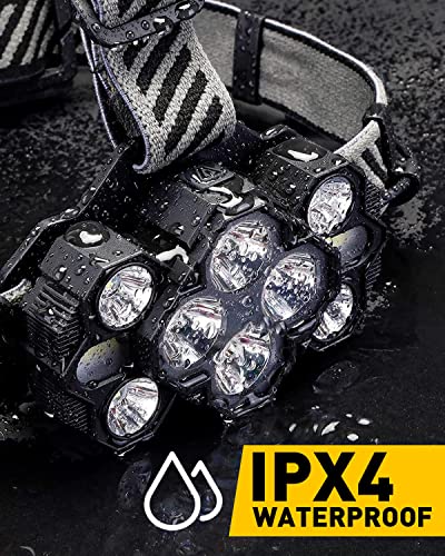 Victoper Headlamp Rechargeable, 22000 Lumens Super Bright 10 LEDs Head Lamp, 8+2 Modes Head Light with Red Light for Adult, Waterproof Head Flashlight for Outdoor Running, Hunting, Camping, Hiking