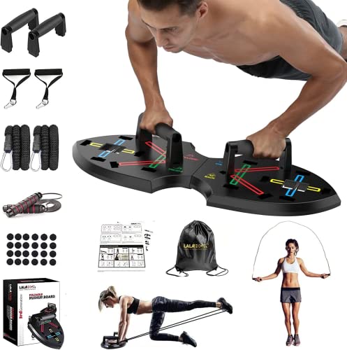 LALAHIGH Push Up Board, Upgraded 15 in 1 Push Up Bar, Premium ABS Pushup Stands w/ Drawstring Bag, Professional Pushup System for Chest, Tricep, Back, & Abs Workout, Portable Home Strength Training Equipment