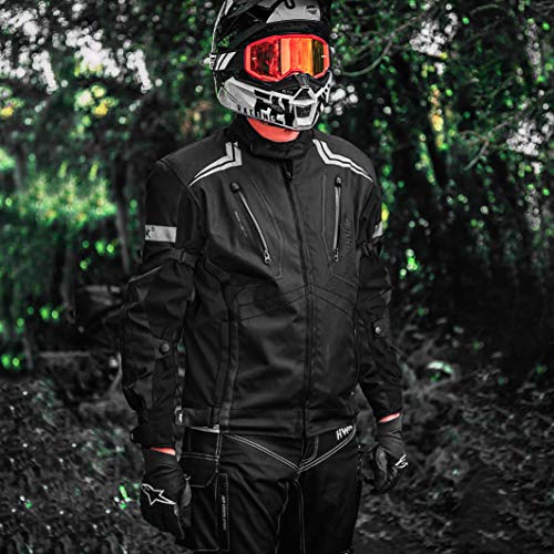 Motorcycle Jacket For Men Textile Motorbike Dualsport Enduro Motocross Racing Biker Riding CE Armored Waterproof All-Weather (Black, Large)