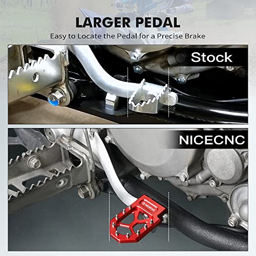 NICECNC Red Brake Lever Pedal Extender and Chain Roller Tensioner with Spring Compatible with Yamaha YFZ450R 2009-2023