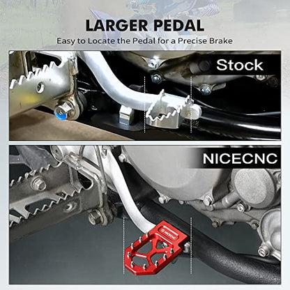 NICECNC Red Brake Lever Pedal Extender and Chain Roller Tensioner with Spring Compatible with Yamaha YFZ450R 2009-2023