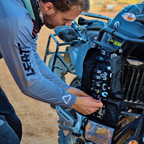 Heavy duty motorcycle tool roll bag - Tools NOT included - Empty small tool bag and roll up wrench organizer tool pouch with elastic loops, pocket MOLLE webbing to wrap tool kit for MC bike ATV UTV