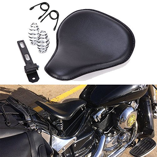 Black Motorcycle Cushion Spring Solo Seat compatible with Honda Rebel 250 300 500 Refit Bobber