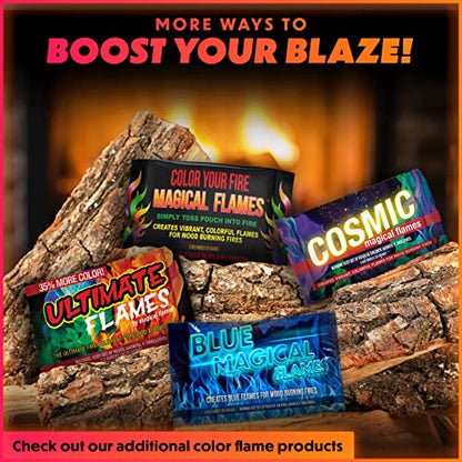Magical Flames Fire Color Changing Packets - Fire Pit, Campfires, Outdoor Fireplaces - Hue-Changing Cosmic Flame Powder - Color Fire Camping Accessories for Kids & Adults - 50 Pack