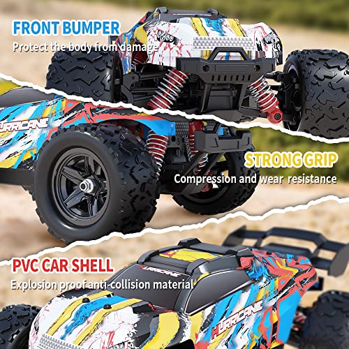 PHOUPHO Remote Control Car 1:18 Scale 45Km/h 4WD RC Car, Waterproof Drift Off-Road New HP Brush Motor with Two Rechargeable Batteries, Hobbyist Grade for Adults, Toy Gift for Boys Girls and Adults