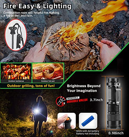 ASSABER Survival Kit,13 in 1 Survival Gear and Equipment, for Dad, First Aid Kit with Survival Bracelets Emergency Blanket Tactical Flashlight for Camping Adventures