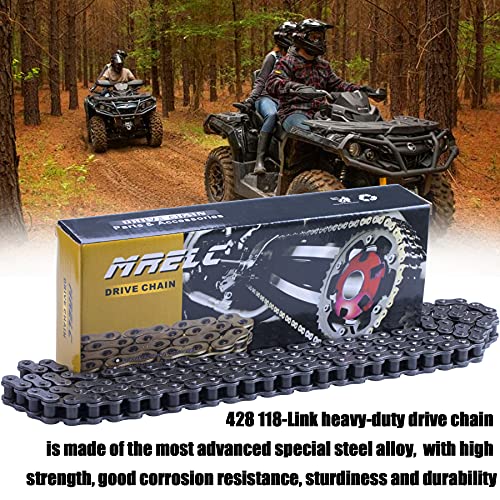 MRELC 428H Motorcycle Chain+ Chain Breaker,118-links Heavy Duty Drive Chain