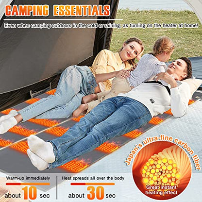 Heated Sleeping Bag Liner - USB Battery Powered Heating Pad for Backpacking Camping Electric Sleeping Bag Heater (Grey, 75 x 25inch) (Battery Not Included)