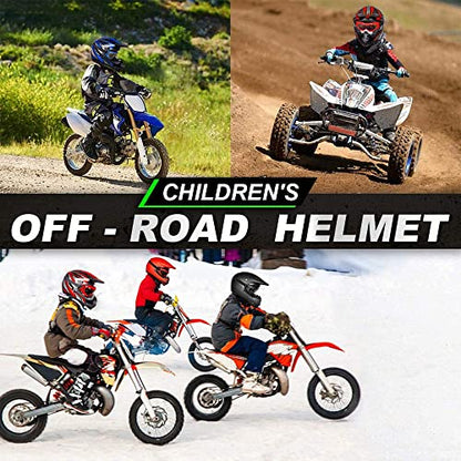 ILM Youth Kids ATV Motocross Helmet Goggles Sports Gloves Dirt Bike Motorcycle Off Road DOT Approved B07 (Youth-L, Green/Silver)