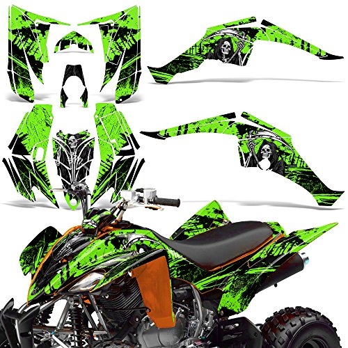 Wholesale Decals ATV Graphics kit Sticker Decal Compatible with Yamaha Raptor 350 2004-2014 - Reaper V2 Green