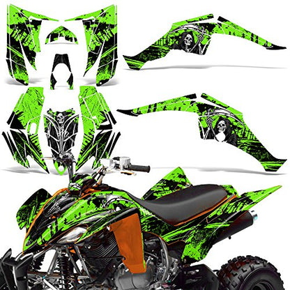 Wholesale Decals ATV Graphics kit Sticker Decal Compatible with Yamaha Raptor 350 2004-2014 - Reaper V2 Green