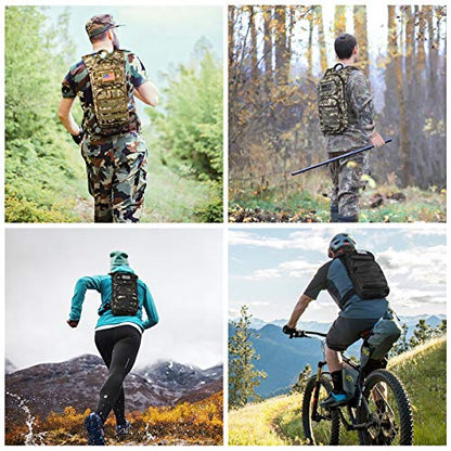 NOOLA Hydration Backpack with 3L TPU Water Bladder, Tactical Molle Water Backpack for Men Women, Hydration Pack for Hiking, Biking, Running and Climbing (Black camo)