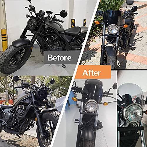 Midimttop Motorcycle Compatible with Ho-n-da Rebel CMX 300 Rebel 500 CMX500 CMX300 Windshield Fairing Windscreen Protector 2017 2018 2019 2020 2021 2022(Light Smoke)