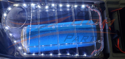 Lighted Clear Air Box Lid Cover With Blue Air Filter Fits 1987-2004 Yamaha Warrior 350 YFM 350 MADE IN U.S.A FREE FEDEX 2 DAY SHIPPING