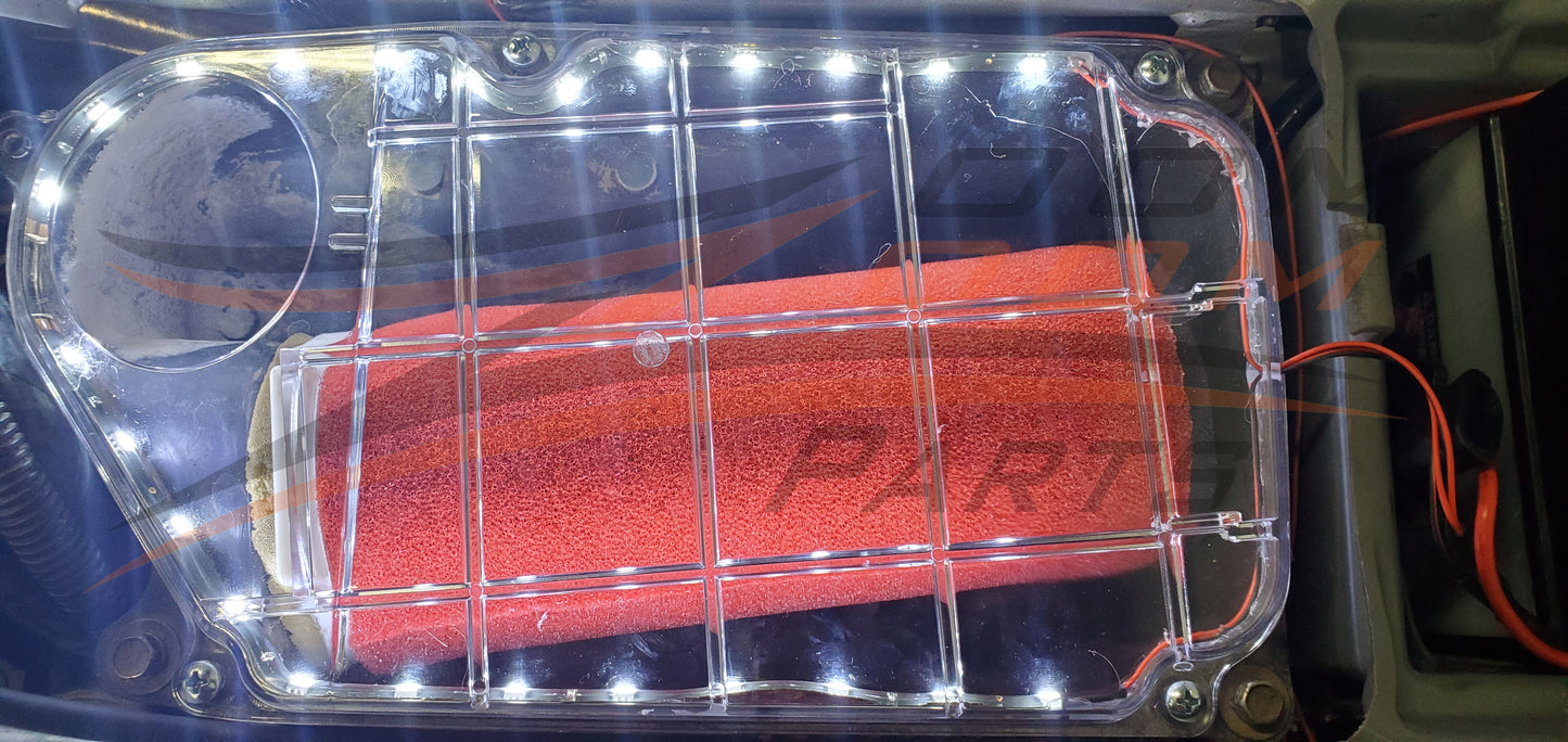 Lighted Clear Air Box Lid Cover With Blue Air Filter Fits 1987-2004 Yamaha Warrior 350 YFM 350 MADE IN U.S.A FREE FEDEX 2 DAY SHIPPING