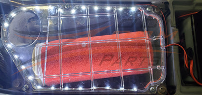 Lighted Clear Air Box Lid Cover With Blue Air Filter Fits 1987-2004 Yamaha Warrior 350 YFM 350 MADE IN U.S.A FREE FEDEX 2 DAY SHIPPING